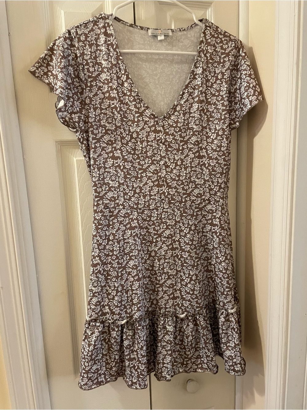 Bailey’s Blossoms Taupe Floral Fit & Flare Dress
